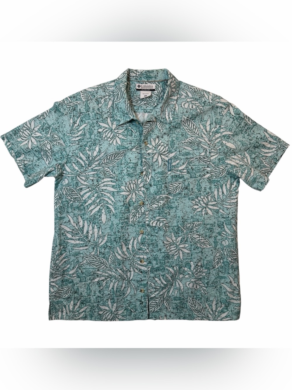 Columbia Teal Floral Short-Sleeve Button-Down Shirt